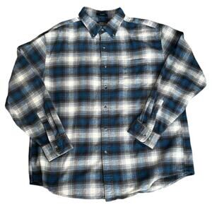 Pendleton Cotton Plaid Shirt Mason Fit in XL Blue, black, gray, and white plaid